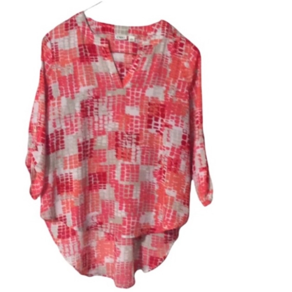 CATO High-Low BRIGHT And COLORFUL Summer Blouse Size LARGE